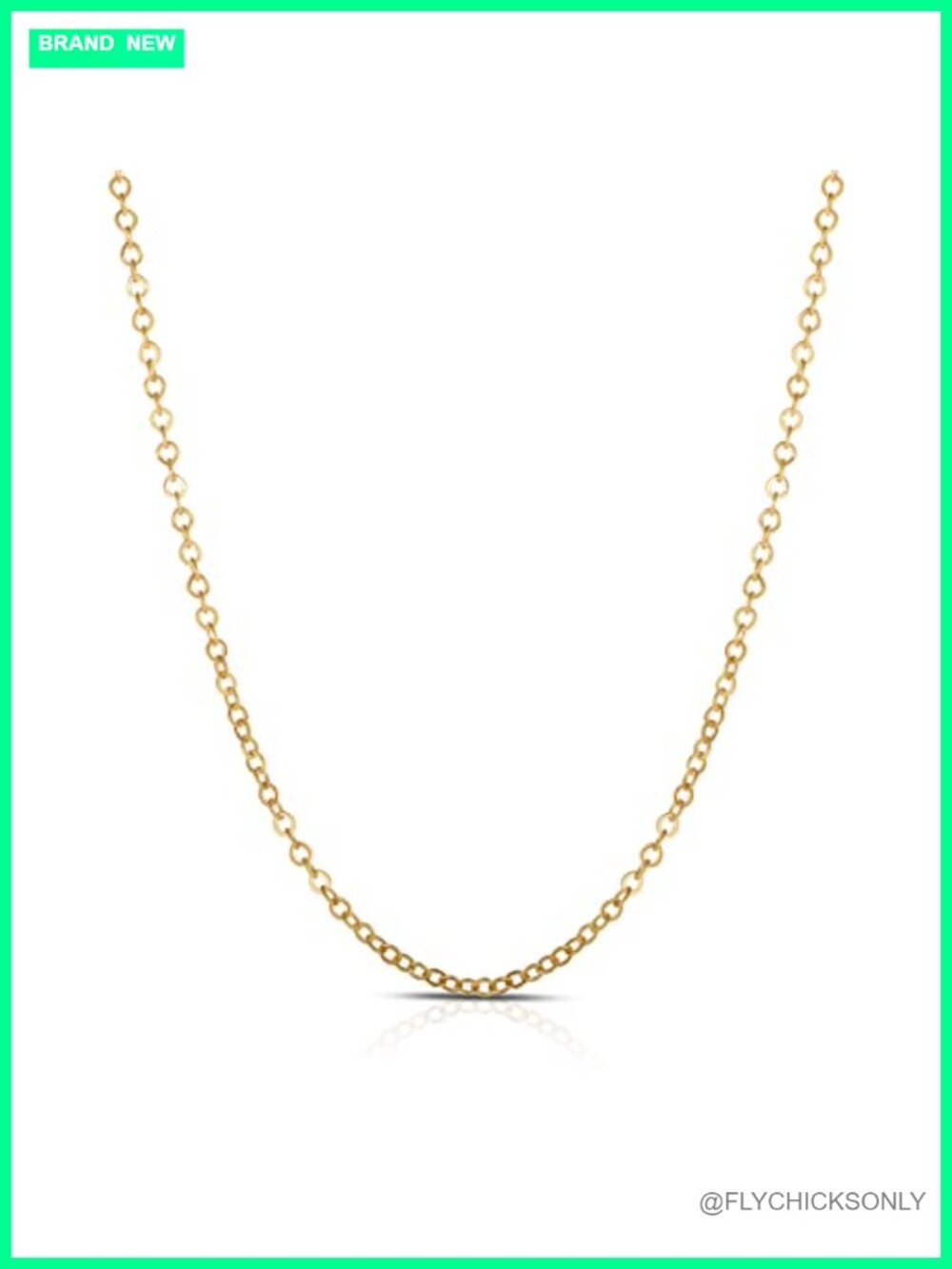 14K Solid Yellow Gold Cable Chain Necklace 18 Inch Unisex Jewelry Lobster Clasp
